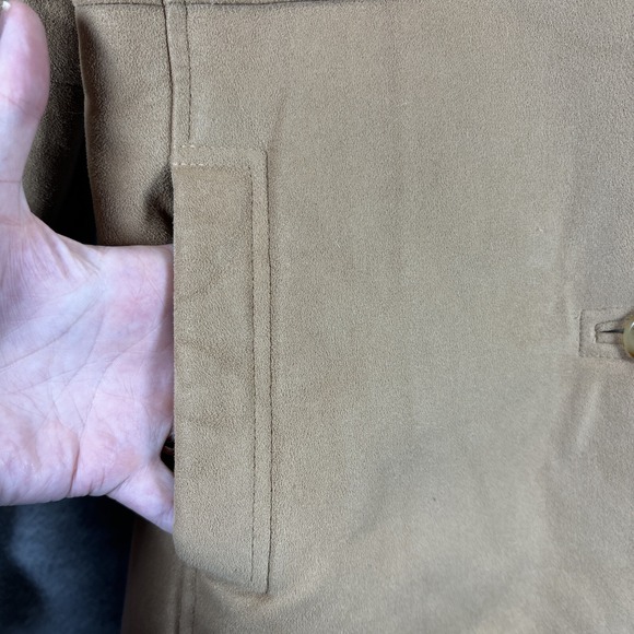 Talbots Faux Suede Fur Jacket S Rancher Coat Tan Barn Western Classic Cowgirl - Picture 7 of 16